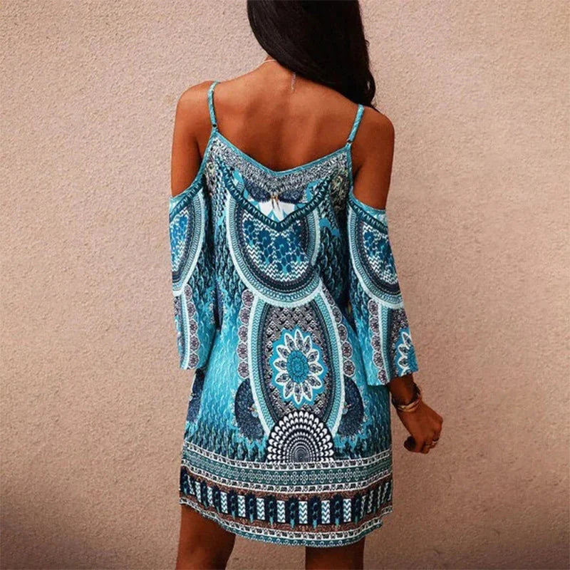 Aubrey™ - Stylish Strapless Off-The-Shoulder Printed Dress