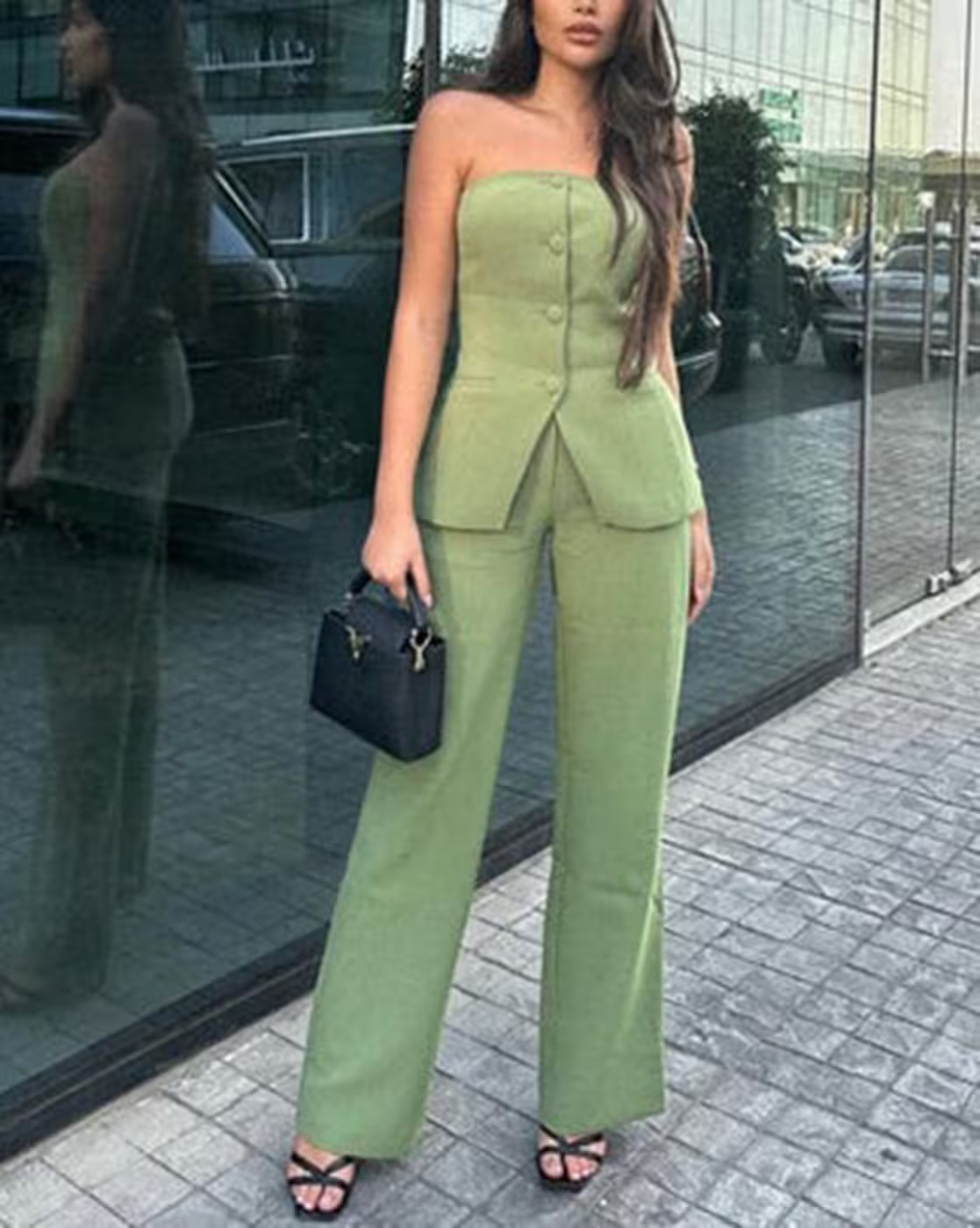 Harper™ - Strapless Buttoned Two-Piece Set