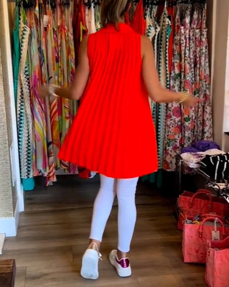 Ella™ - Sleeveless Top With Ruffles and Lapels
