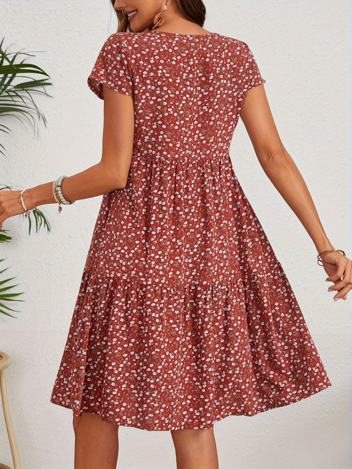 Lily™ - Floral Crew Neck Handmade Dress