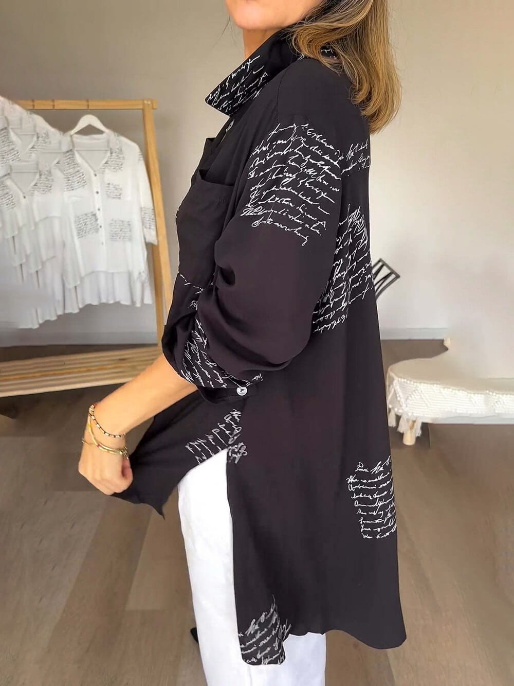 Olivia™ - Elegant Letter Print Shirt