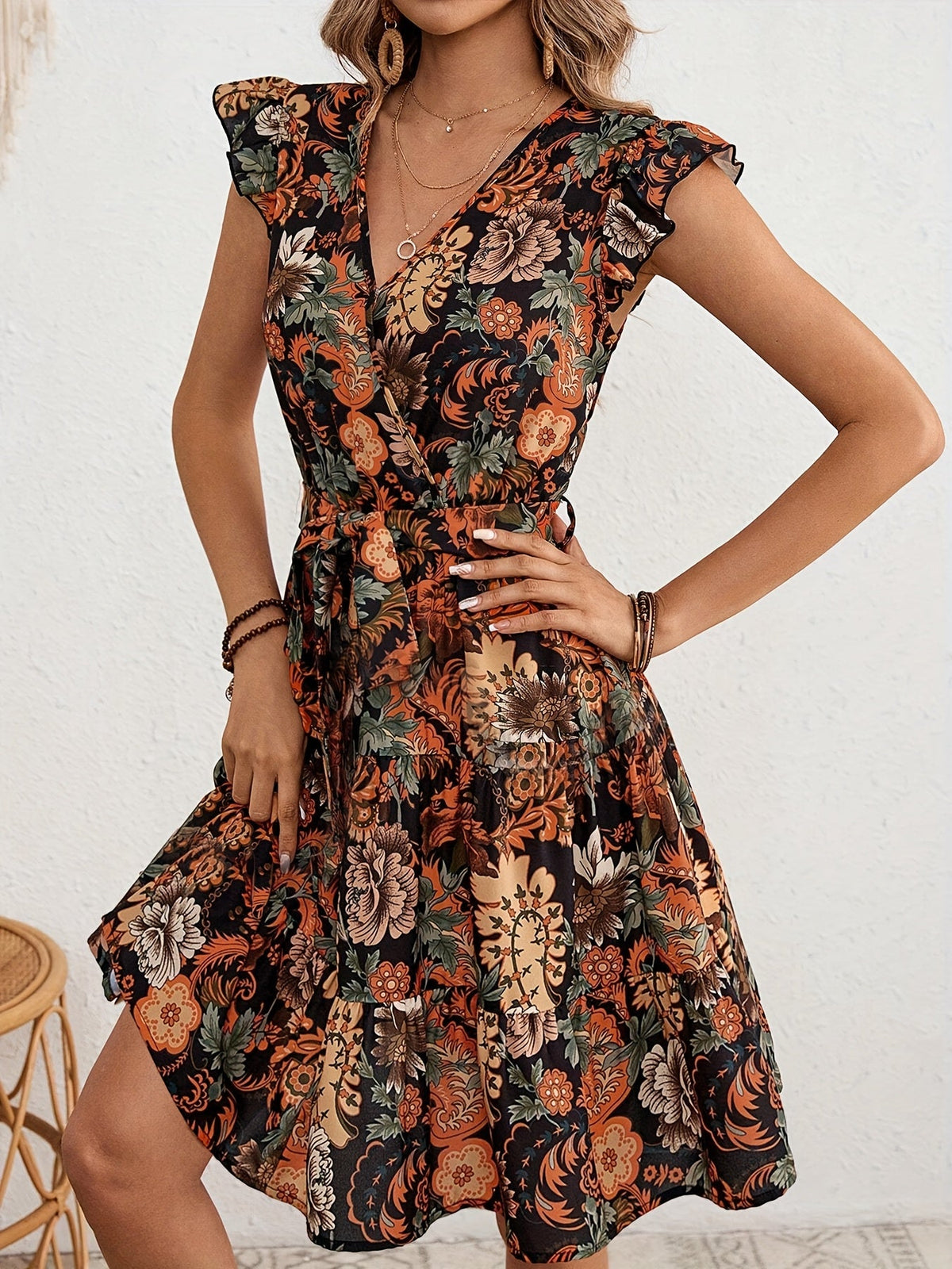 Ella™ - Elegant Floral Midi Dress