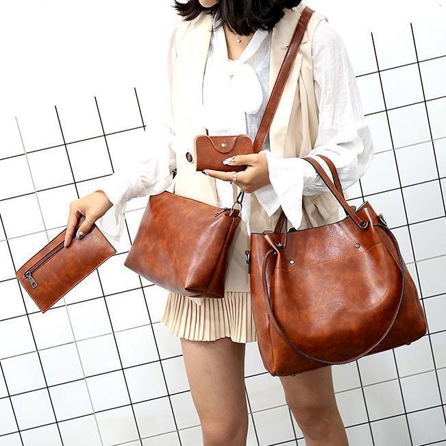 Riley - Vintage 4-Piece Leather Bag Set