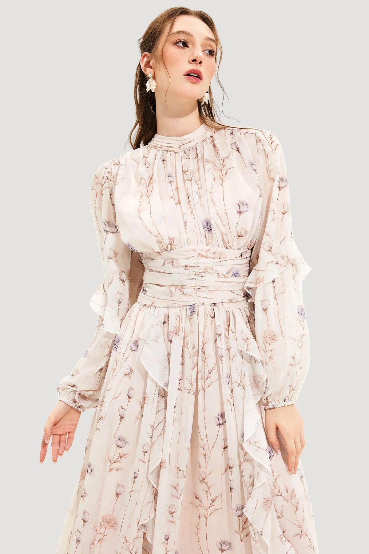 Ella™ - Chic Couture Summer Dress with Floral Print