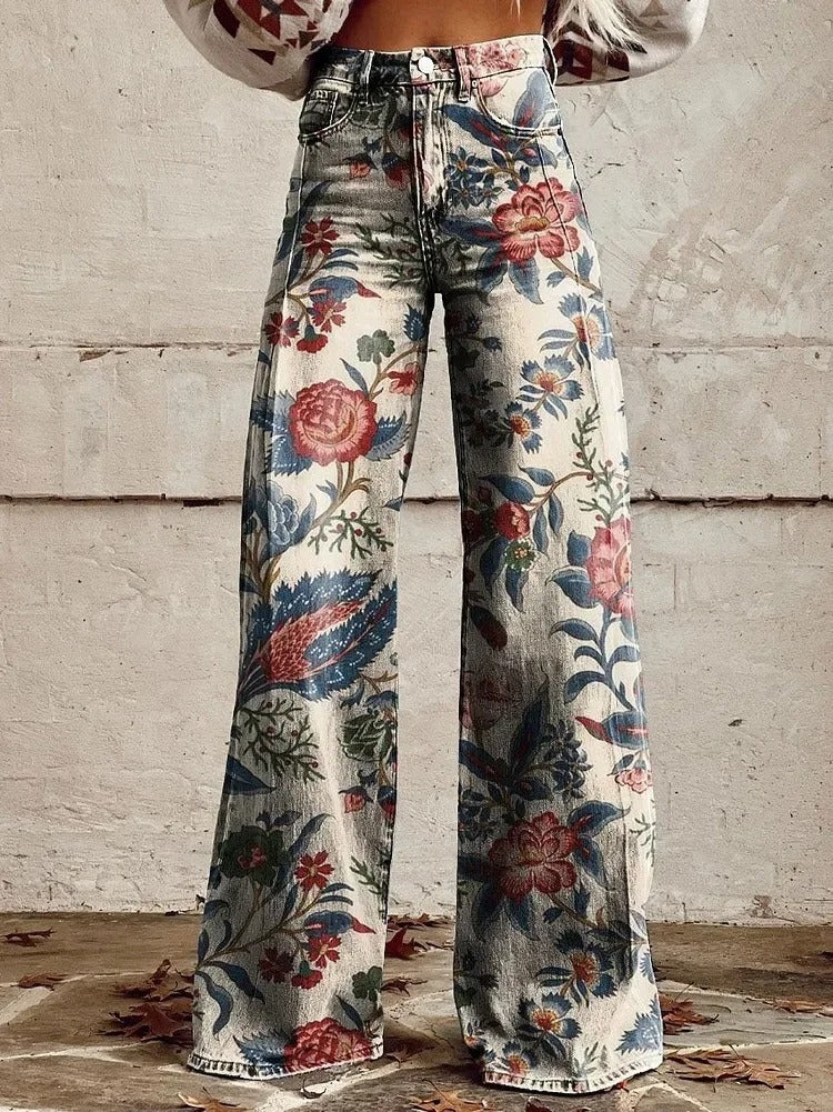 Hannah™ - Retro Rose Wide Leg Pants
