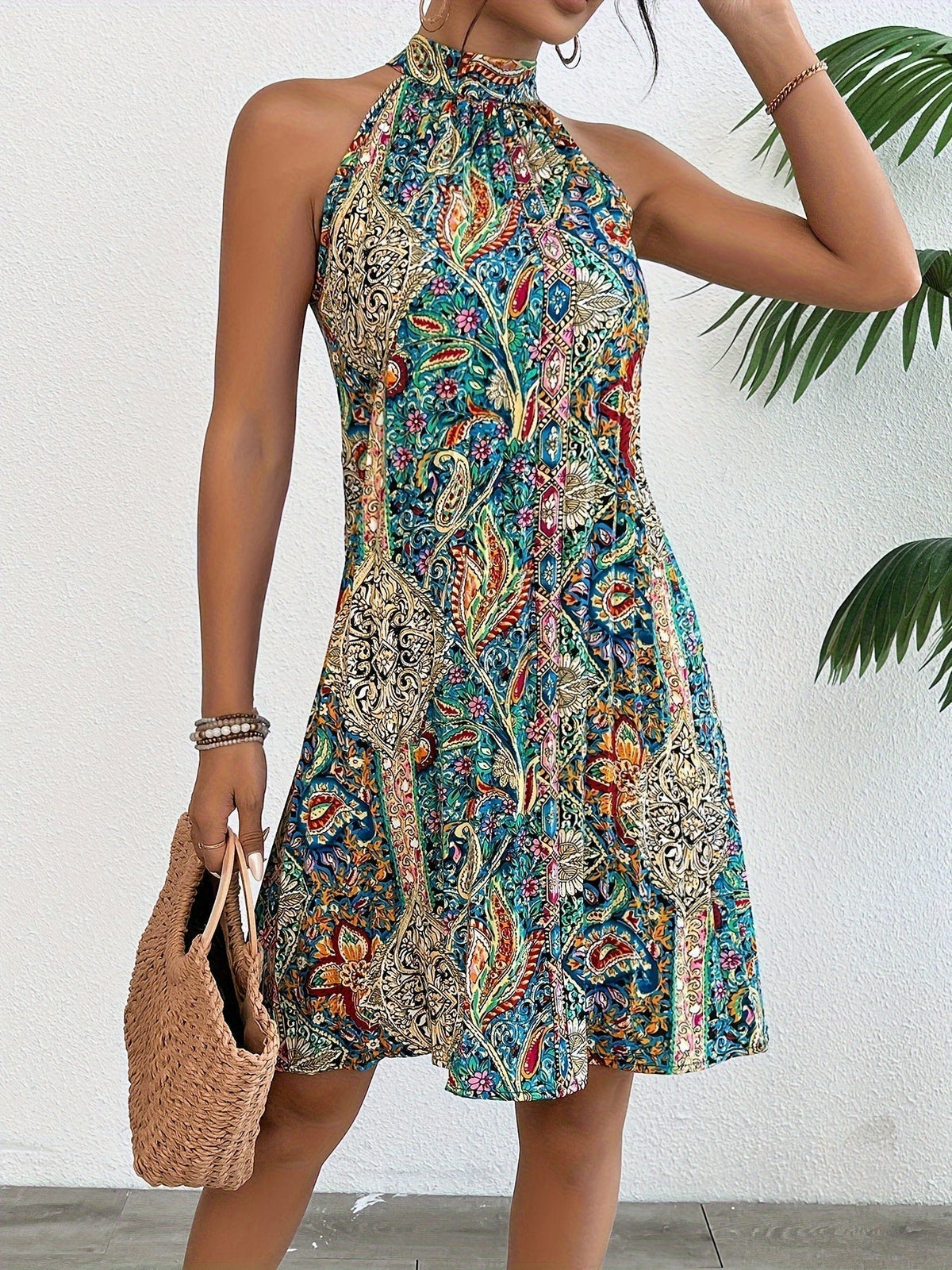 Mia™ - Pleated Halter Neck Dress