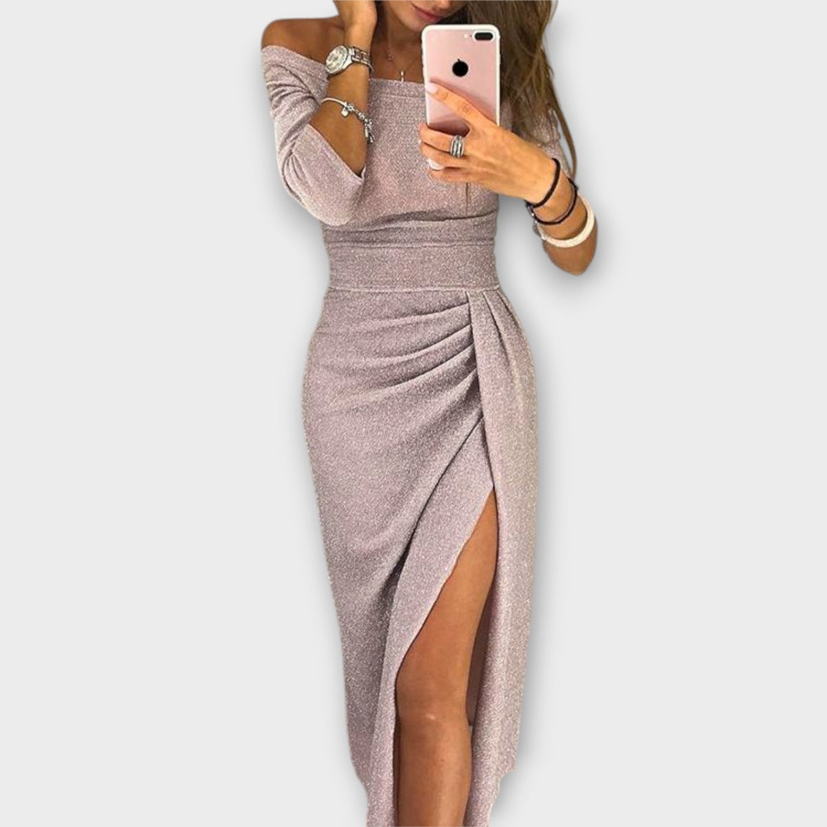 Lena™ - Elegant Off-Shoulder Dress