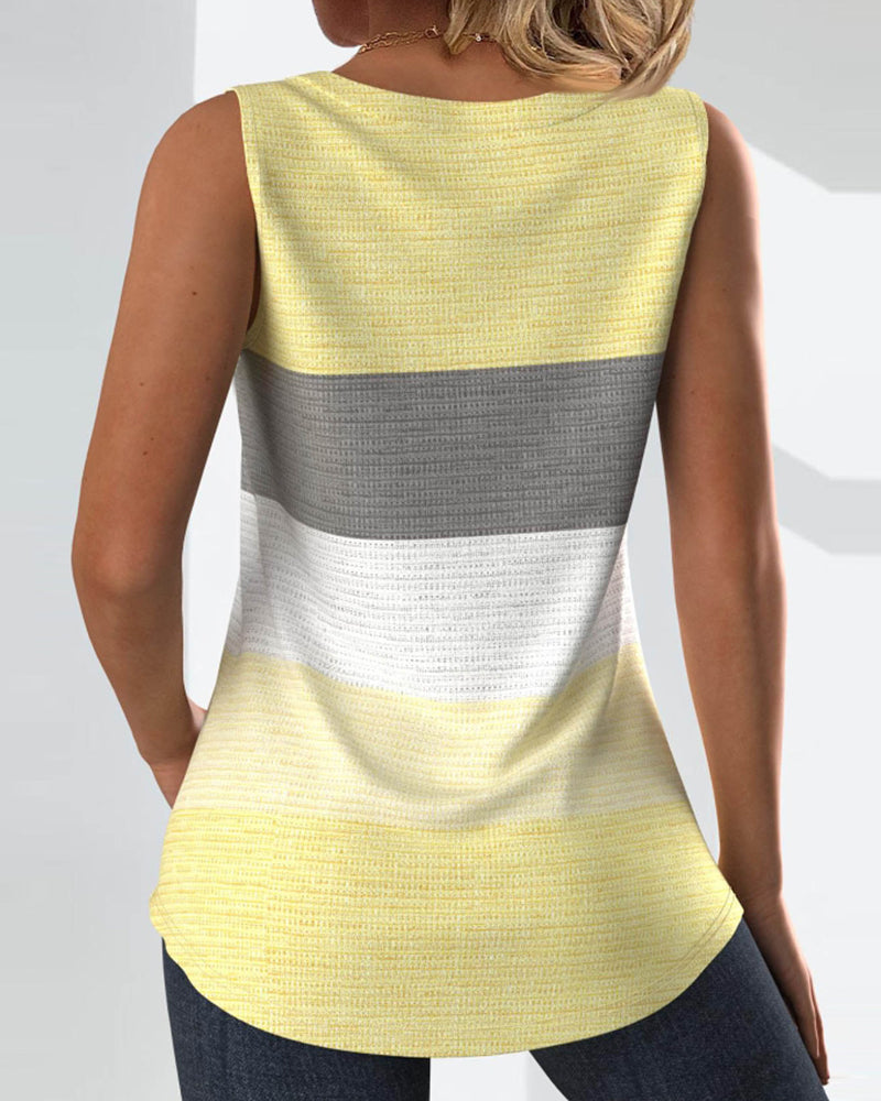 Riley™ - Striped Tank Top with Buttons