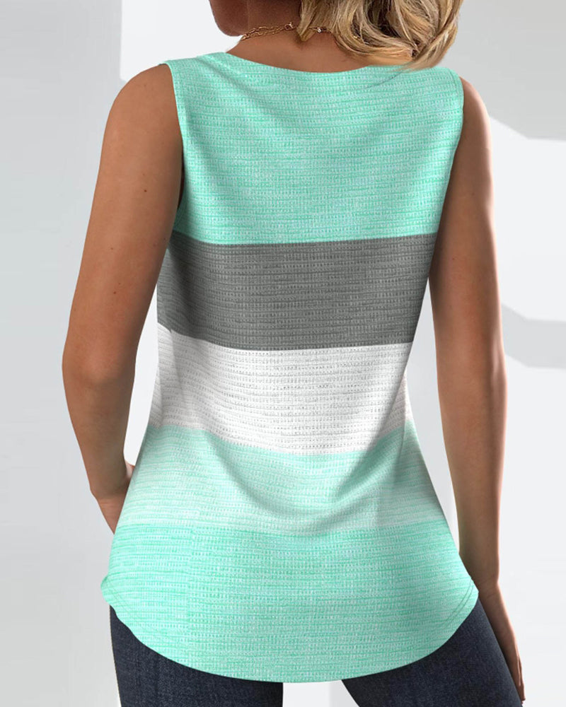 Riley™ - Striped Tank Top with Buttons