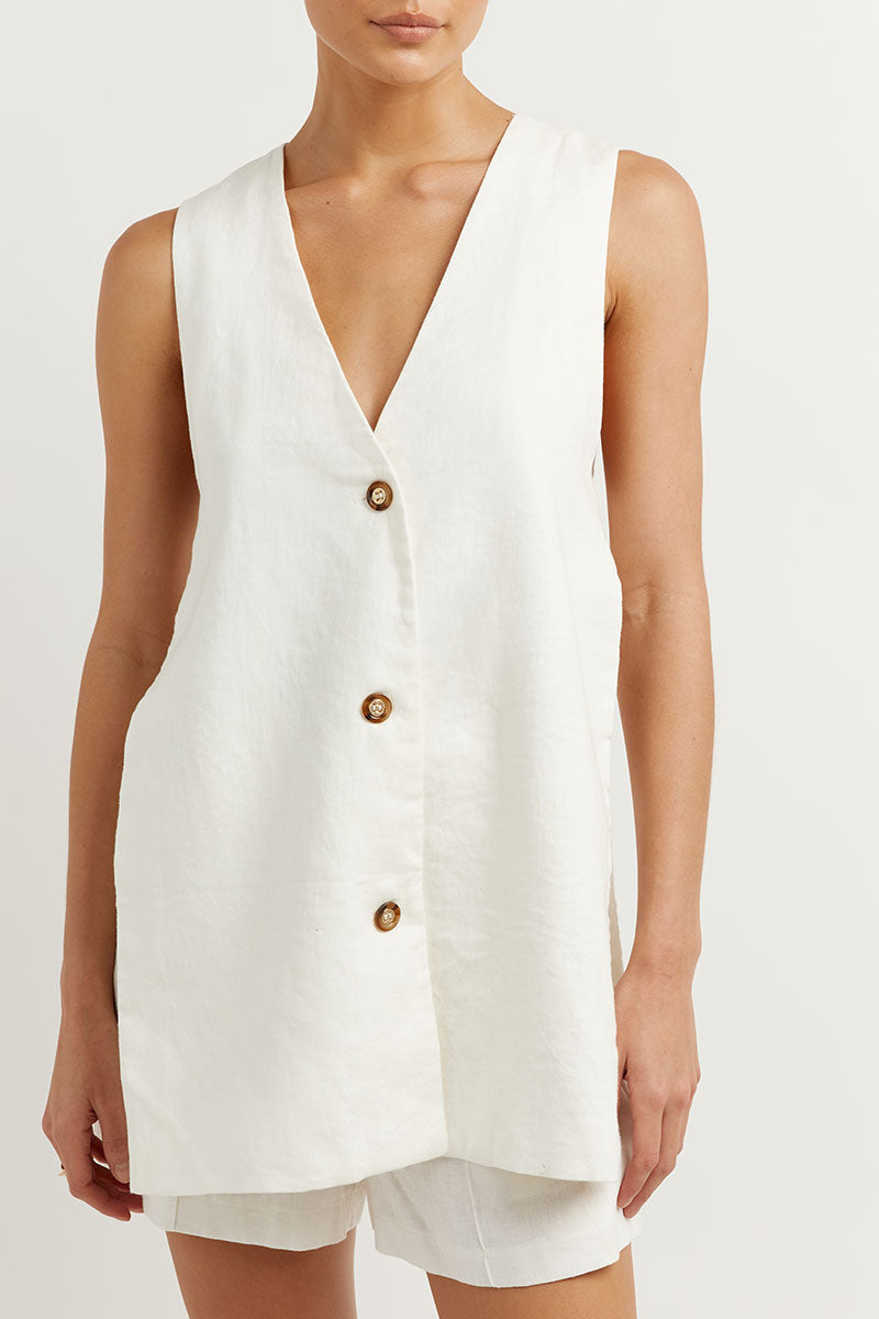 Amelia™ - Sleeveless Buttoned Set With Handmade Details