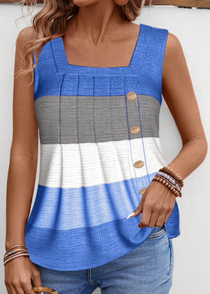 Riley™ - Striped Tank Top with Buttons