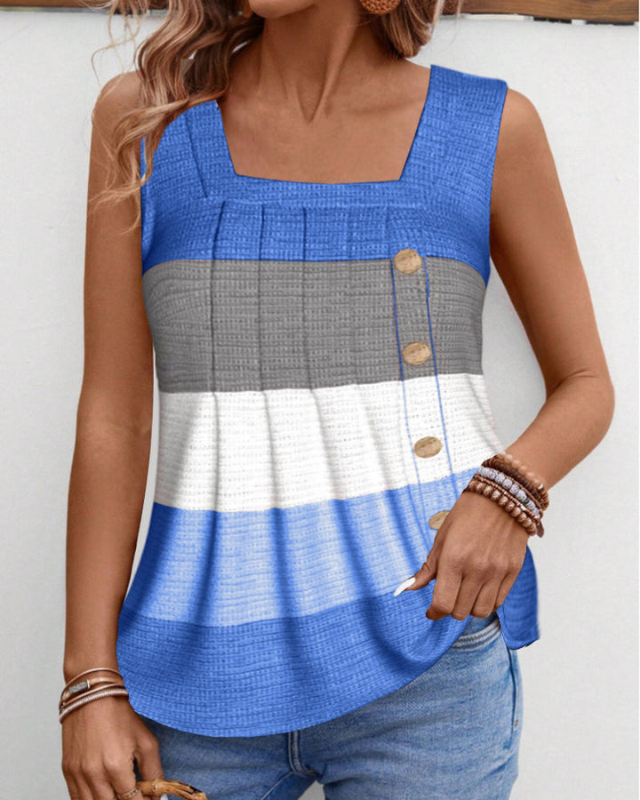 Riley™ - Striped Tank Top with Buttons