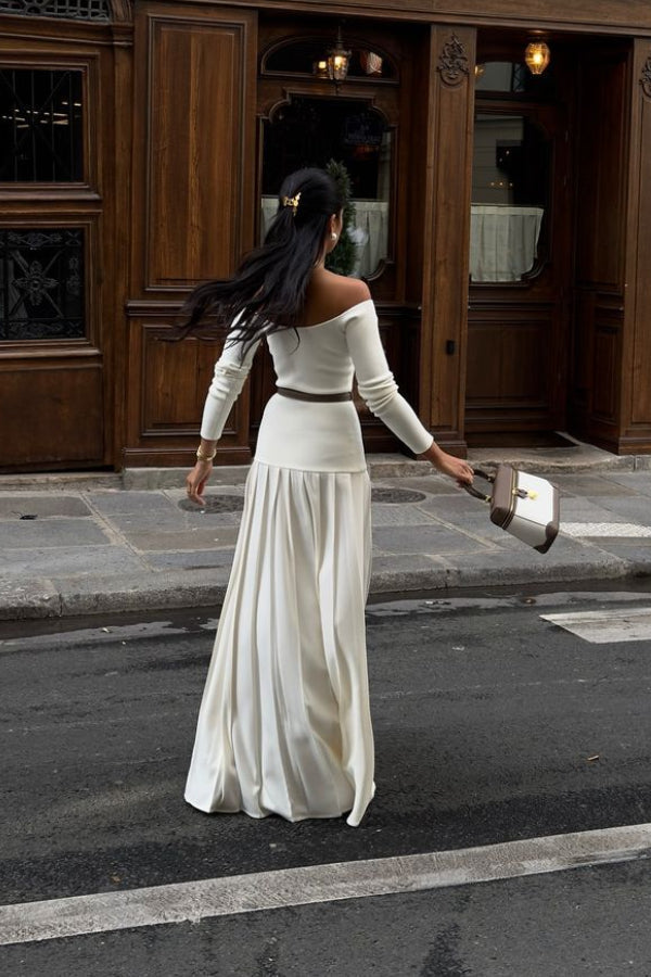 Aria™ - Retro Bardot-neck Maxi Dress
