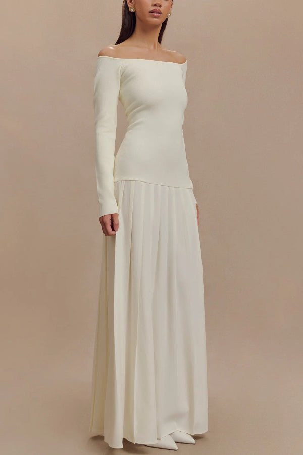 Aria™ - Retro Bardot-neck Maxi Dress
