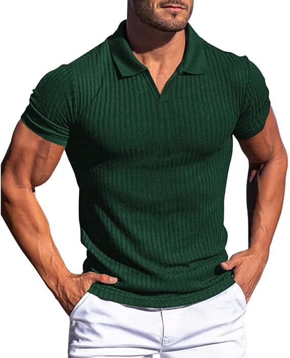 Elijah™ - Solid Striped Lapel Polo Shirt