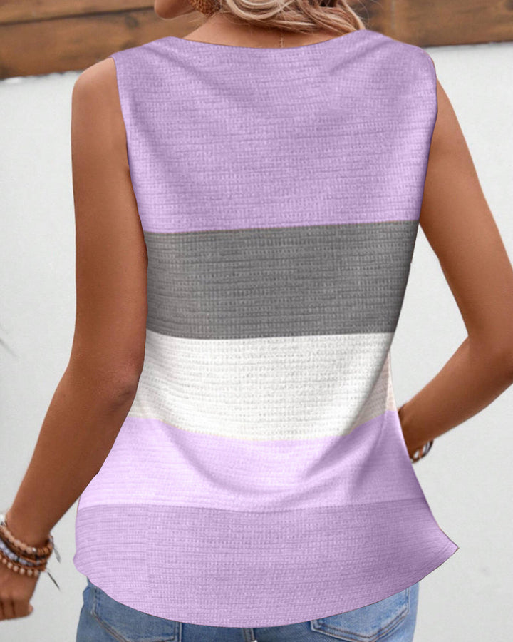 Riley™ - Striped Tank Top with Buttons