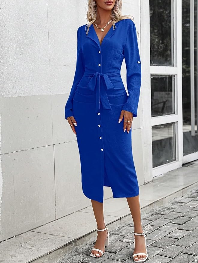 Olivia™ - Elegant Button Up Dress