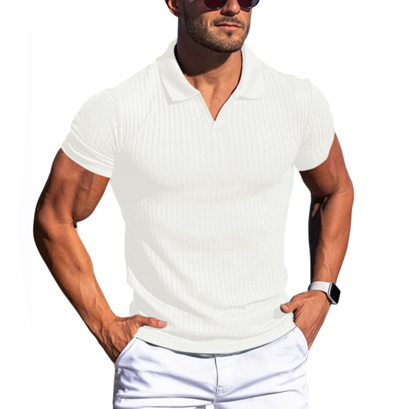 Elijah™ - Solid Striped Lapel Polo Shirt