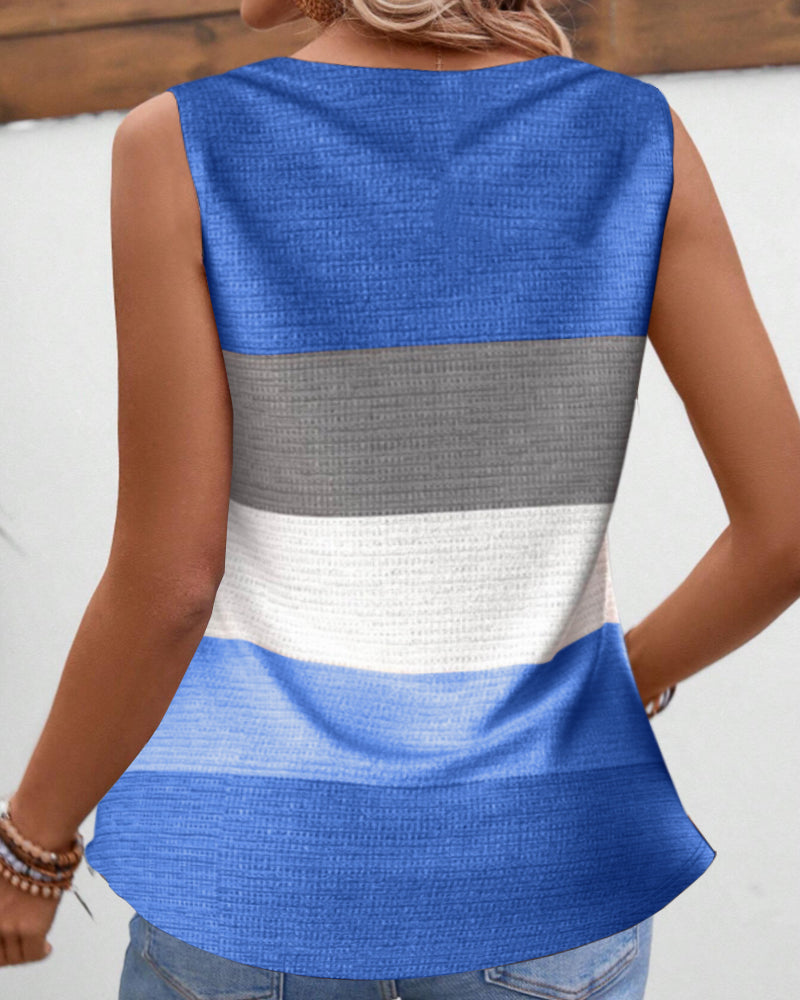 Riley™ - Striped Tank Top with Buttons