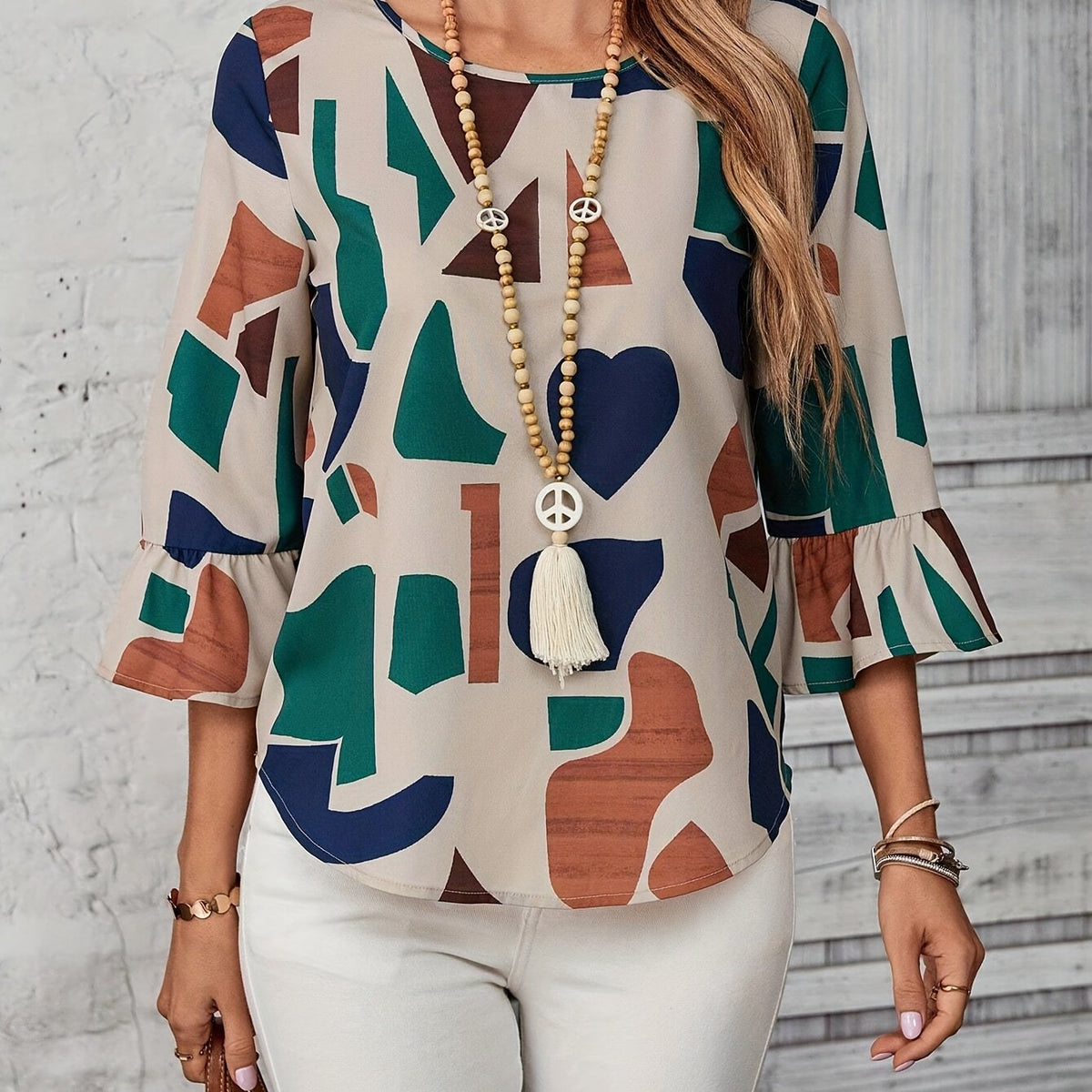 Aria™ – Elegant Geometric Print Blouse