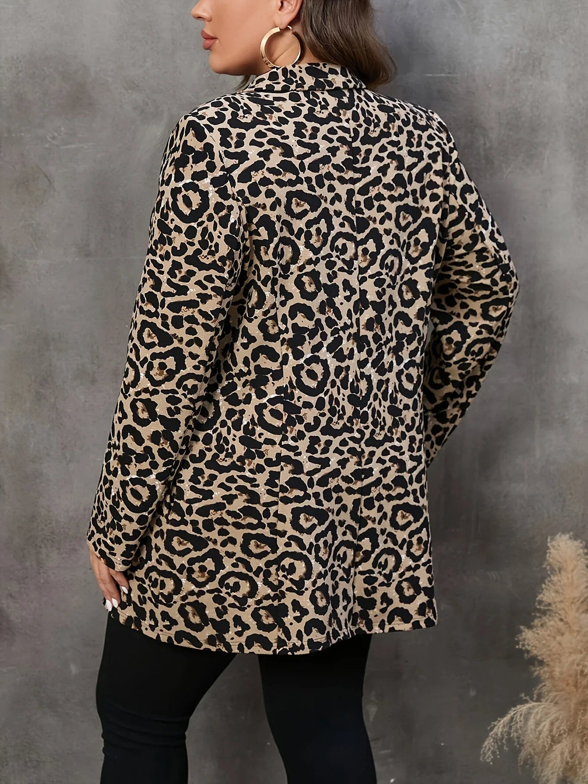 Olivia™ - Stylish Plus Size Leopard Pattern Blazer