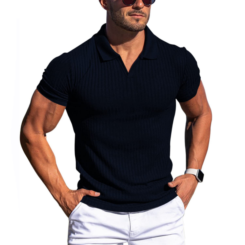 Elijah™ - Solid Striped Lapel Polo Shirt