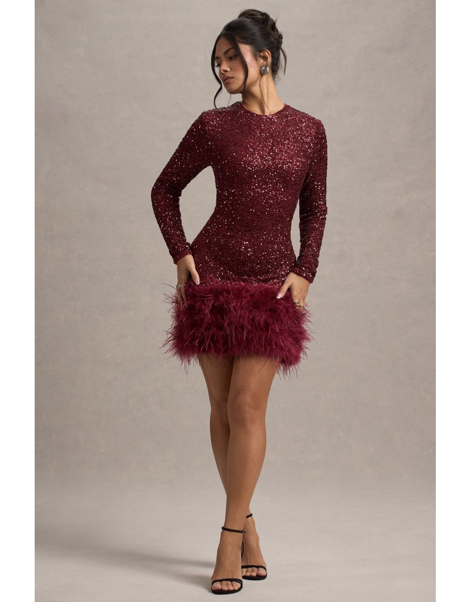 Amelia™ - Modern Sequins Feather Mini Dress