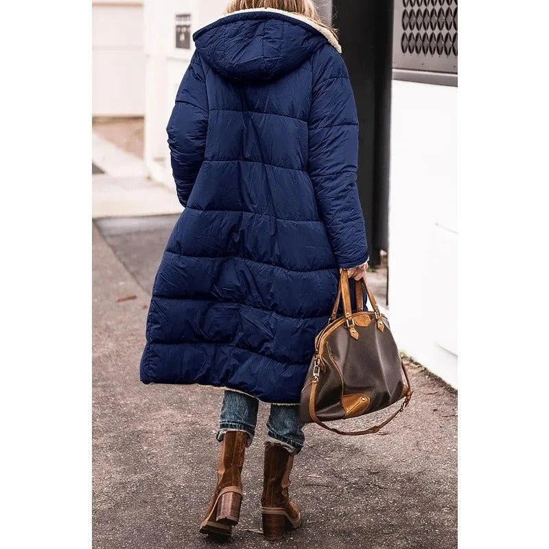 Zoe™ - Comfortable Warm Fleece Long Hooded Puffer Jacket