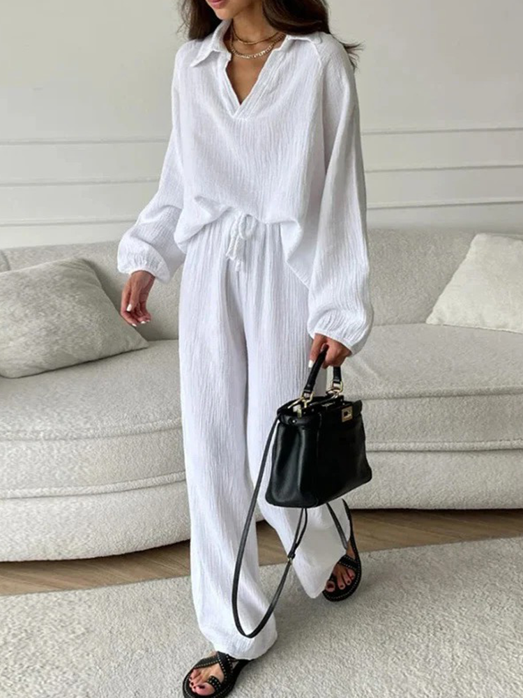 Luna™ - Two-Piece Lounge Set With Classic Collar