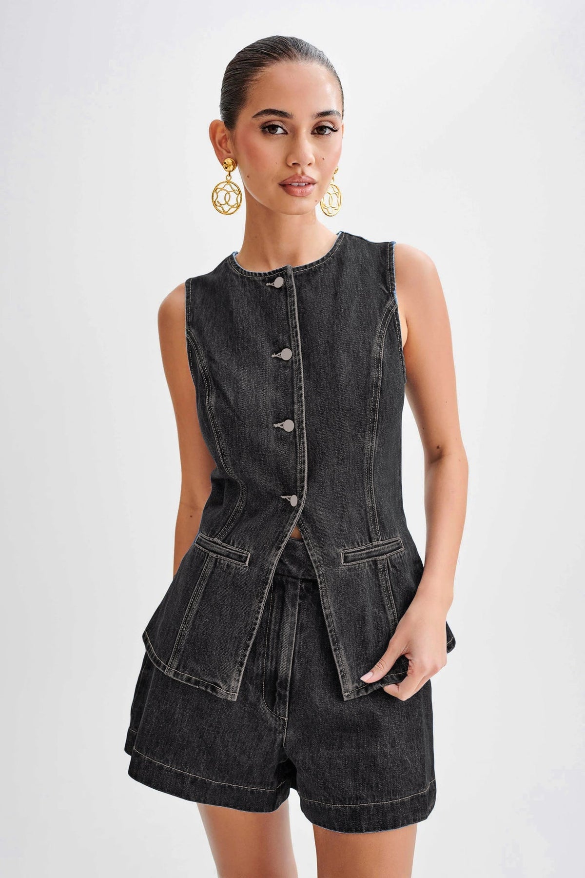 Sophia™ – Sleeveless Denim Co-ord Set
