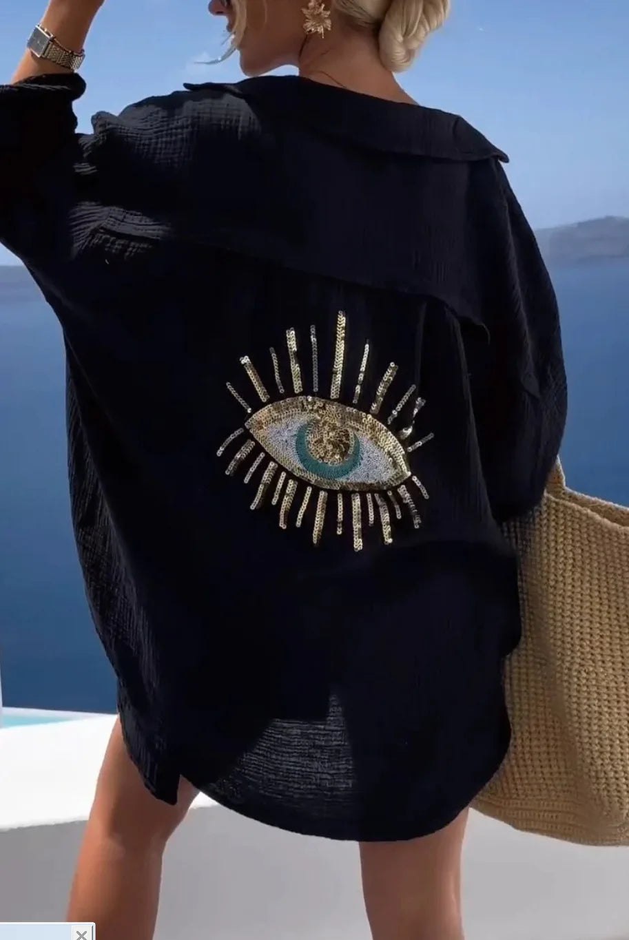 Addison™ - Vintage Evil Eye Sequin Shirt