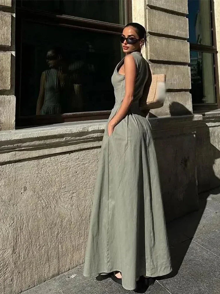 Ellie™ - Comfortable Sleeveless Zipper Maxi Dress