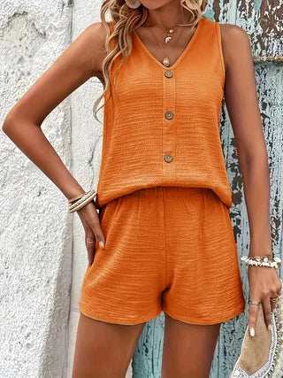 Penelope™ - Casual Sleeveless Vest Shorts Set