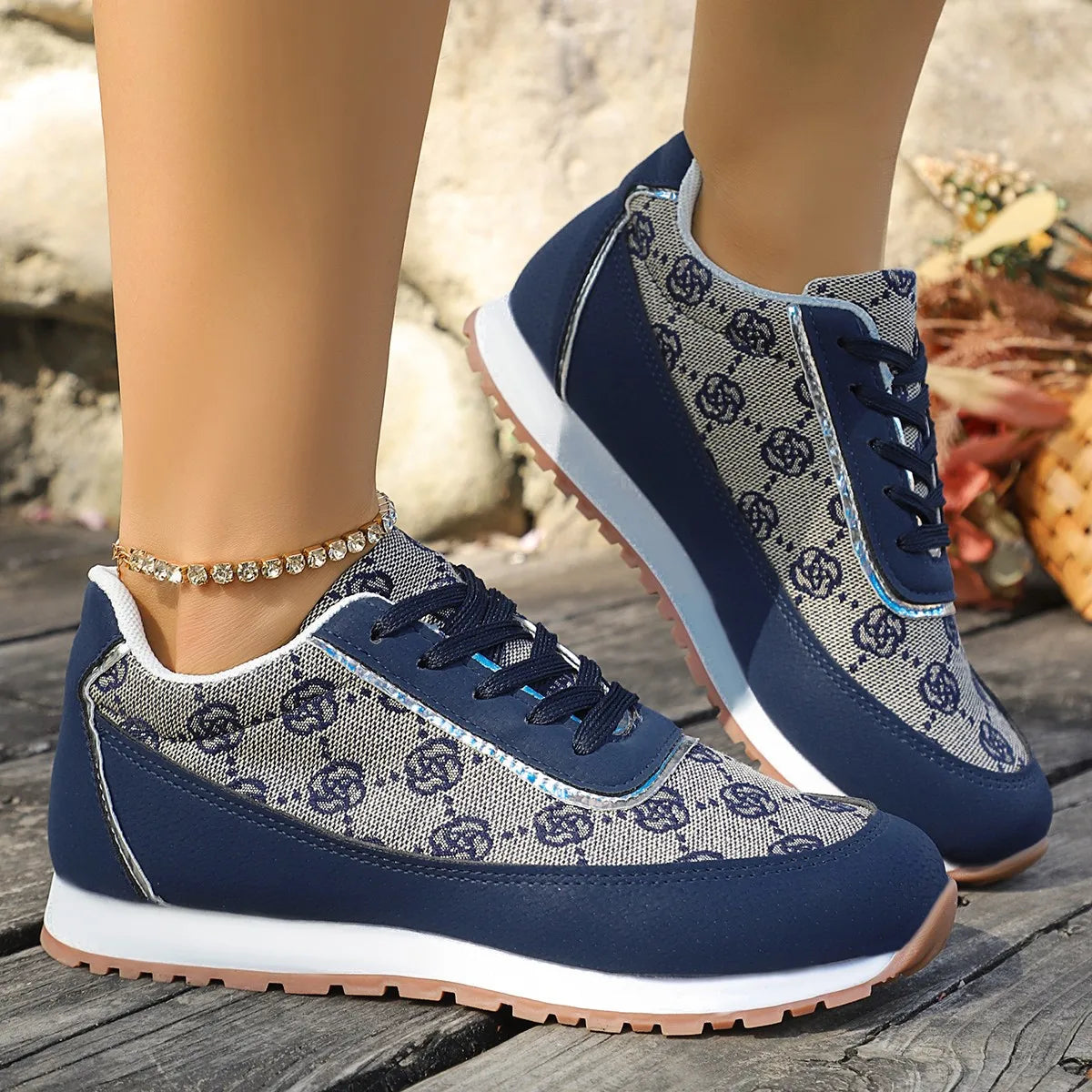 Lina™ - Retro Flower Embroider Sneakers