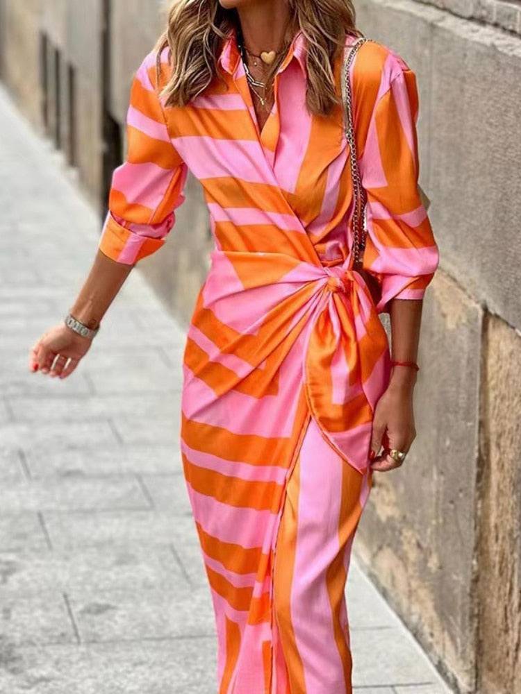 Madison™ - Striped Midi Shirt Dress