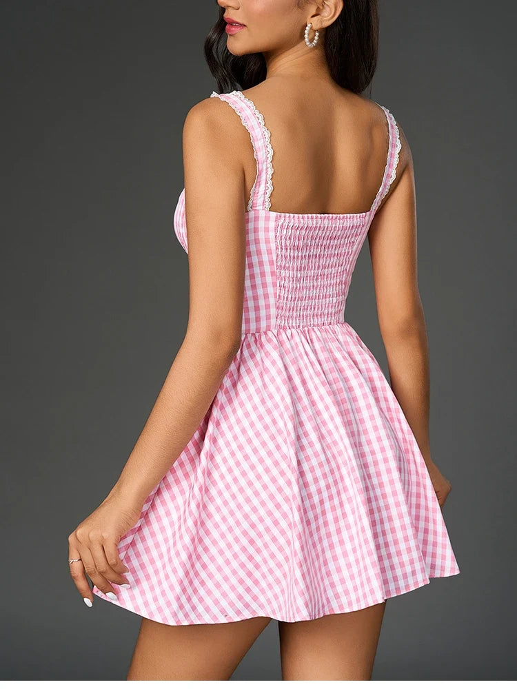 Brooklyn™ - Stylish Plaid Strappy Mini Dress