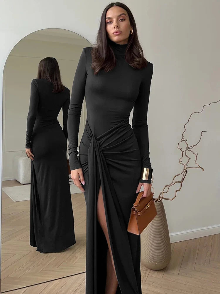 Abigail™ - Sexy Turtleneck Bodycon Dress with Thigh High Split