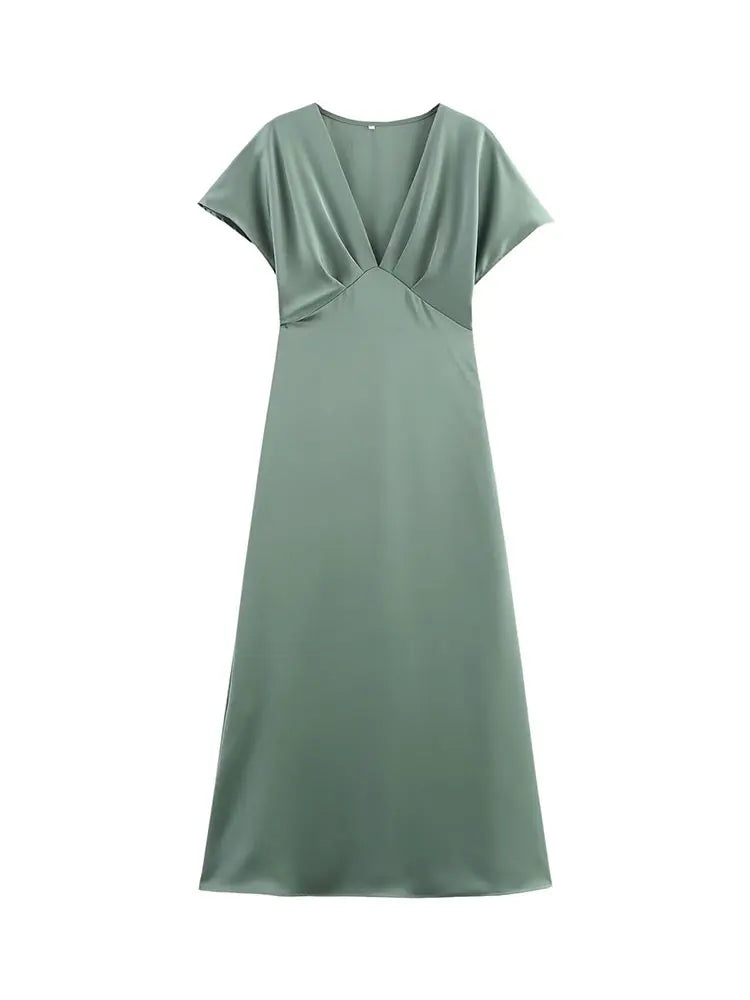 Alyssa™ - Chic Satin Maxi Dress