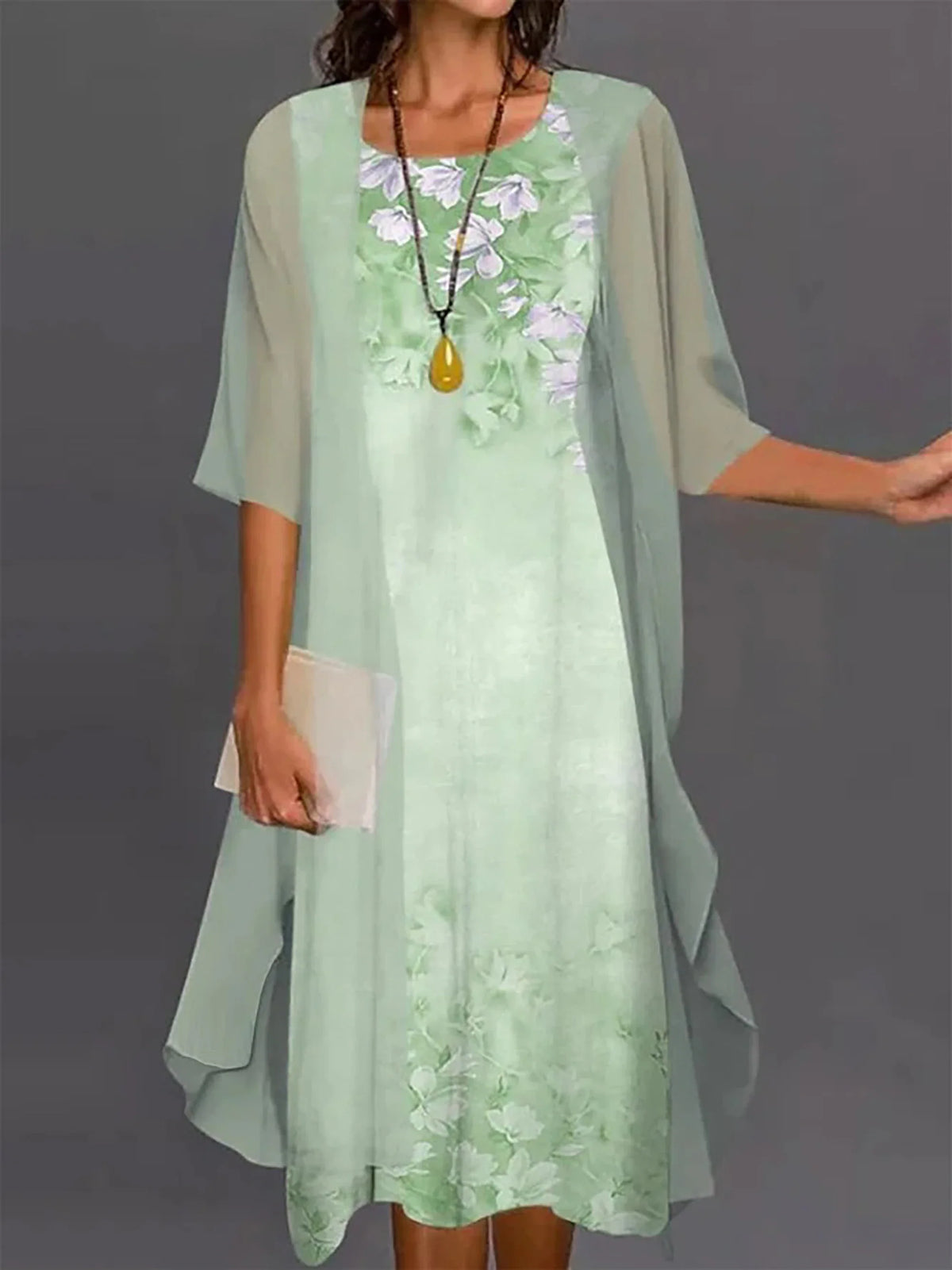 Lina™ - Chic Dress With Cardigan
