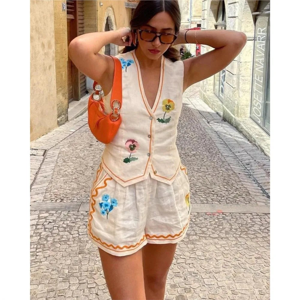 Riley™ - Casual Vest Shorts Set
