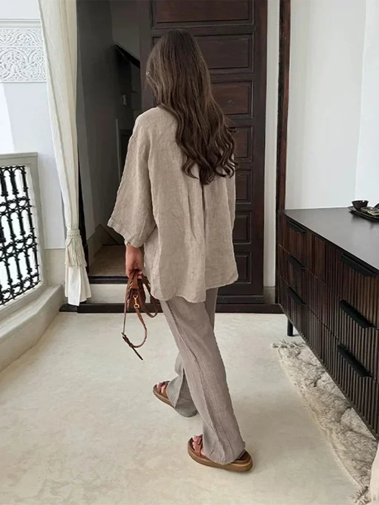 Grace™ - Vintage Casual Loose Pants with Shirt Set