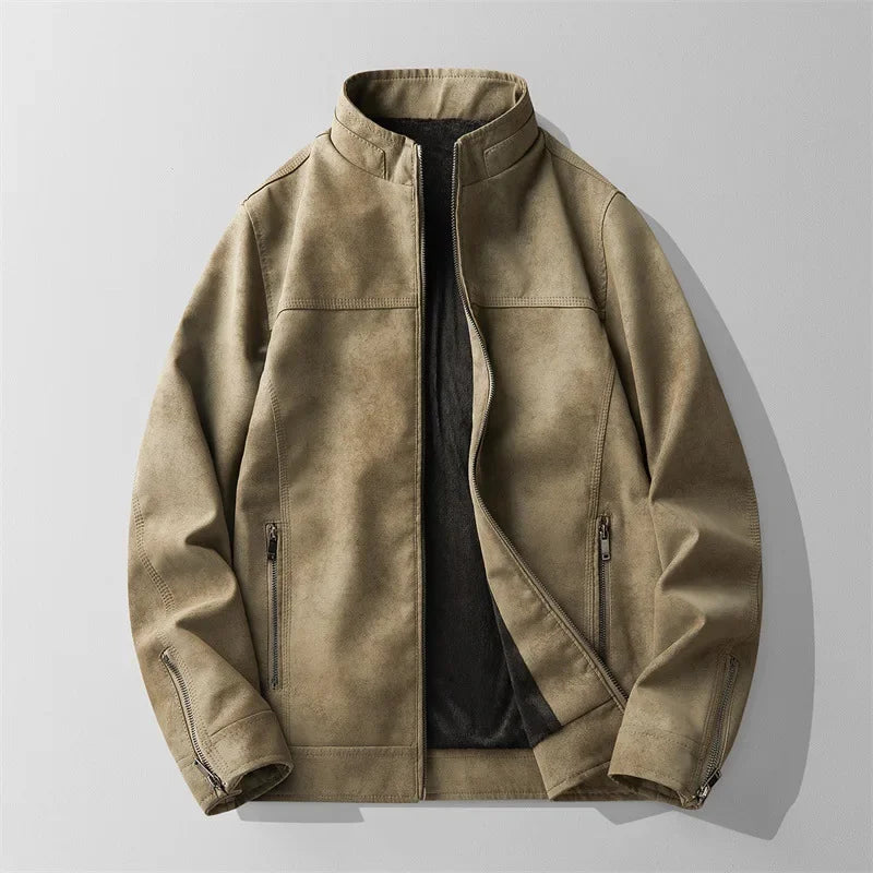 Cole™ - Vintage Style Leather Jacket with Zipper