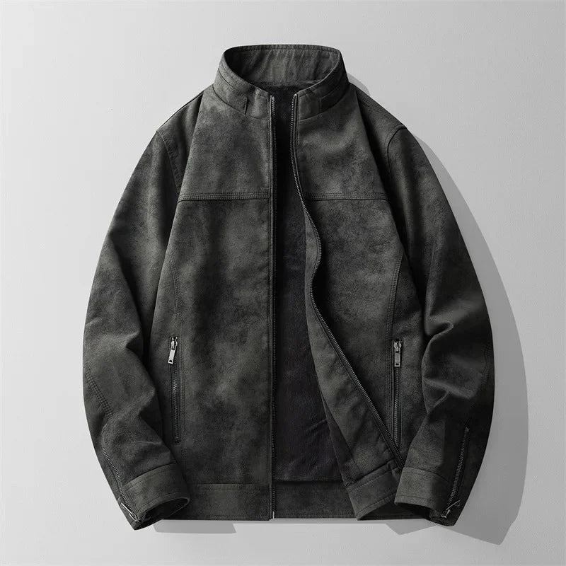 Cole™ - Vintage Style Leather Jacket with Zipper