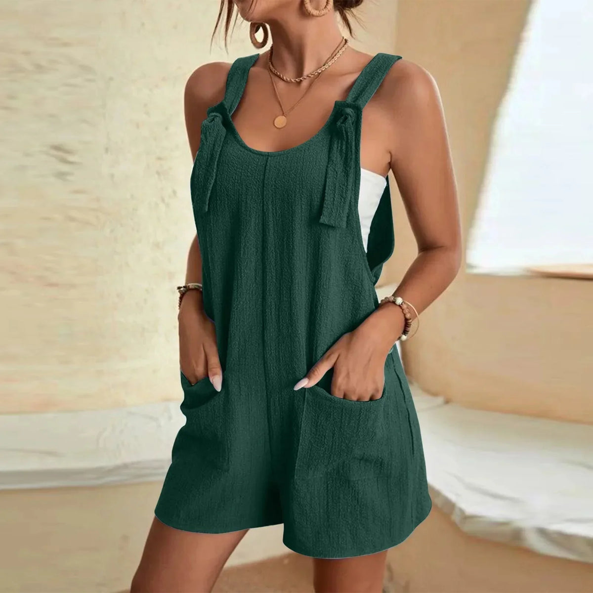 Hannah™ - Fashionable Casual Tank Shorts Jumpsuit