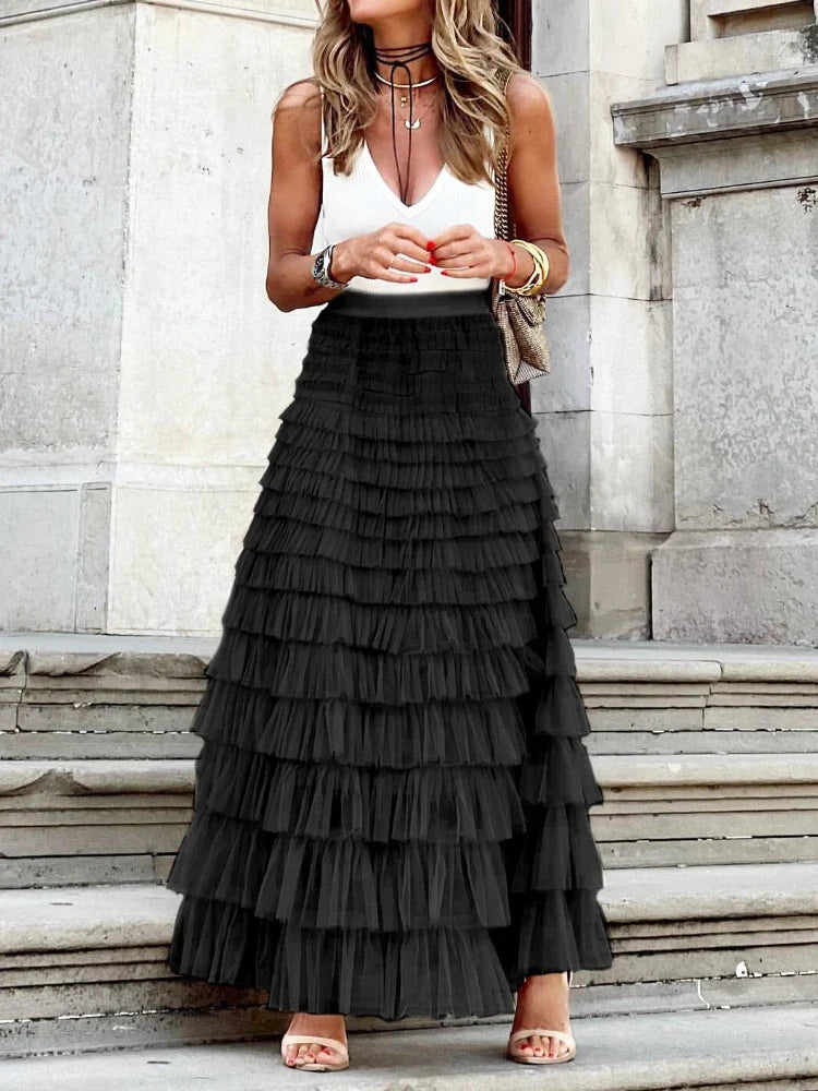 Ella™ - Elegant Multilayer Ruffle Mesh Skirt