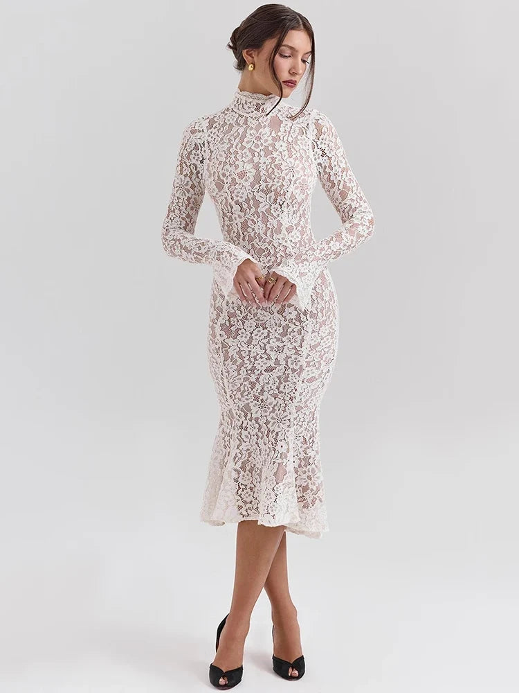 Riley™ - High Neck High Waist Lace Bodycon
