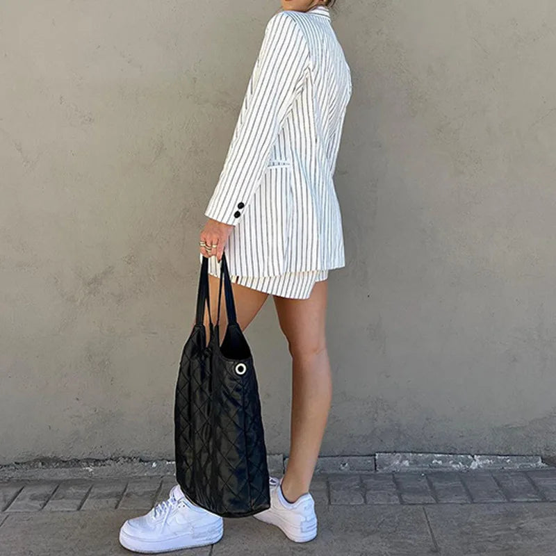Scarlett™ - Stylish Striped Printed Suit and Shorts Set