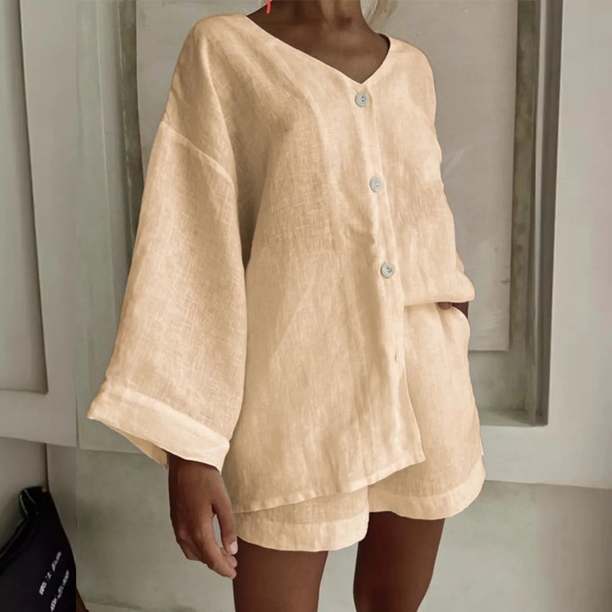 Olivia™ - Stylish Linen Shirt and Shorts Set