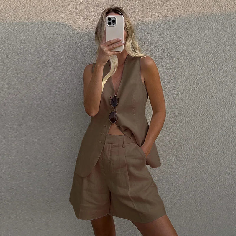Aria™ - Chic Vest and Shorts Set