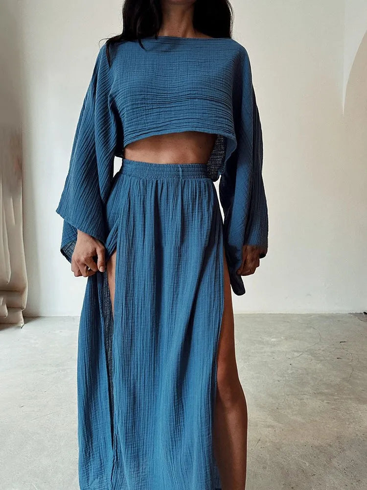 Olivia™ - Stylish top and Slit Skirt Set
